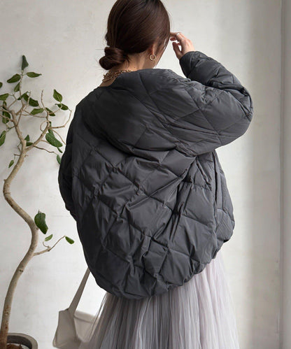 彈力塔夫綢羅紋袖短款羽絨服