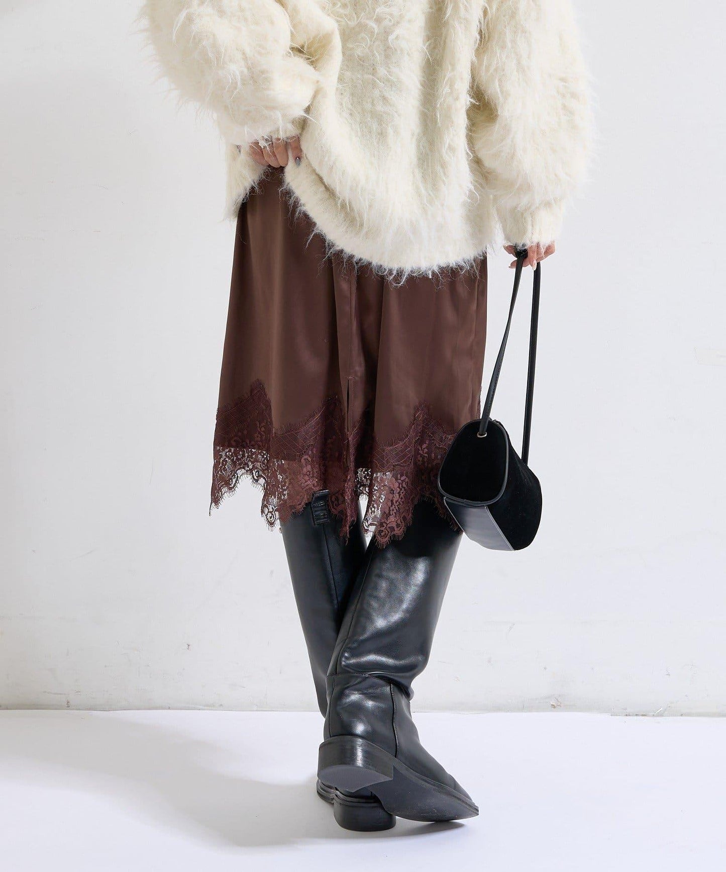 下襬蕾絲多功能半身裙