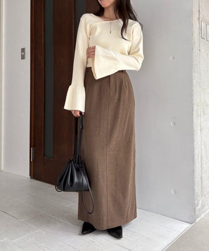 CAPRICIEUX LE'MAGE 喇叭袖 不對稱領 針織上衣