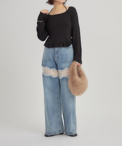 荷葉邊層疊針織衫