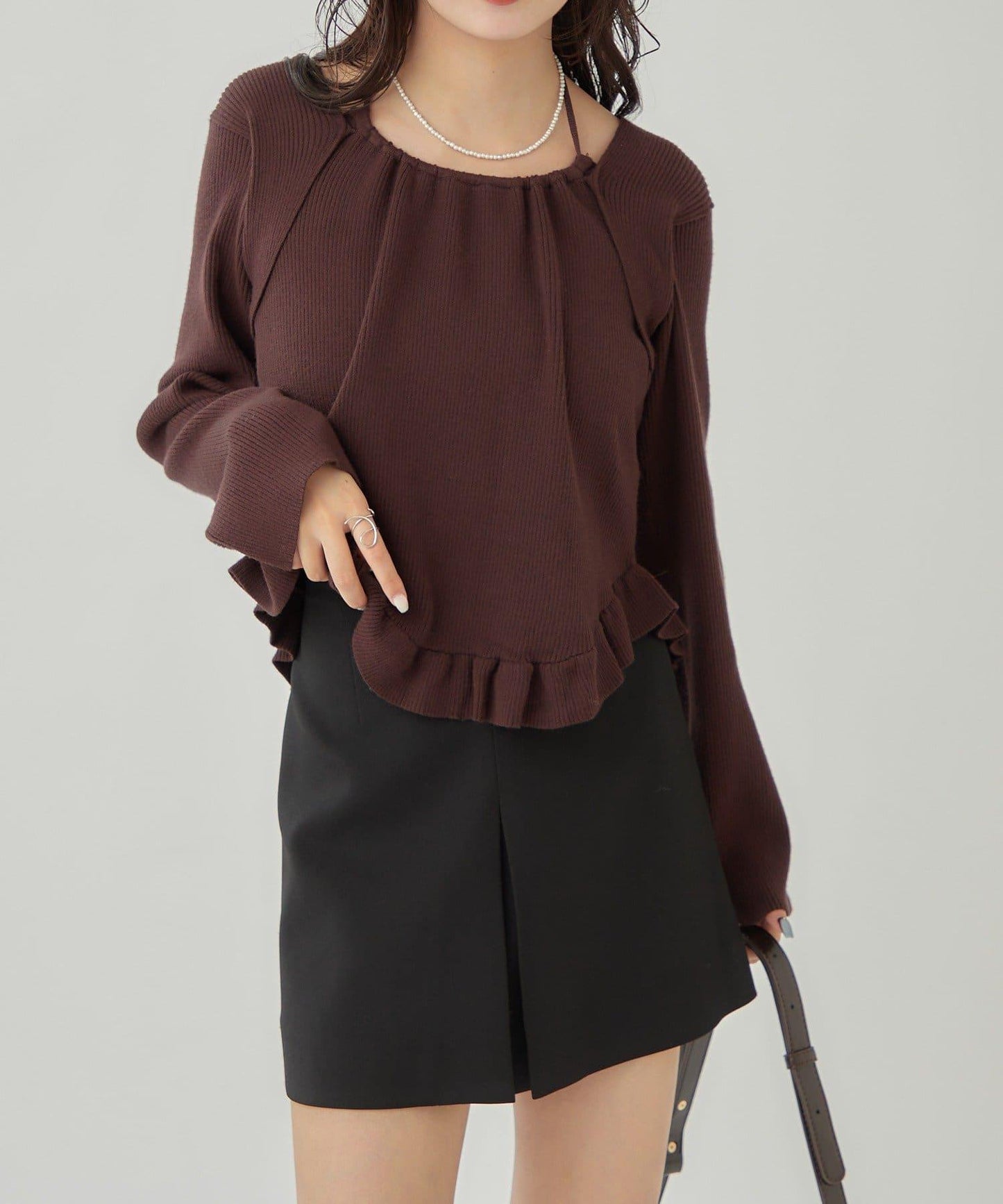 荷葉邊層疊針織衫