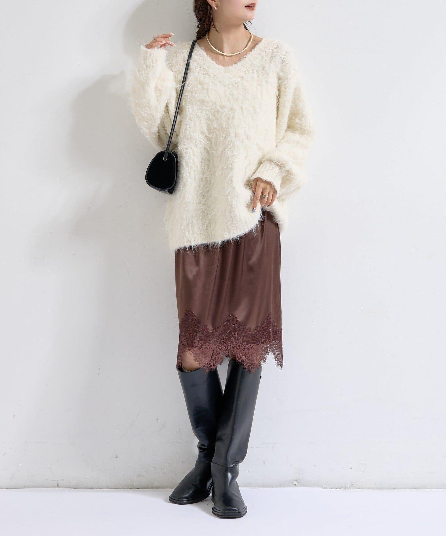 下襬蕾絲多功能半身裙