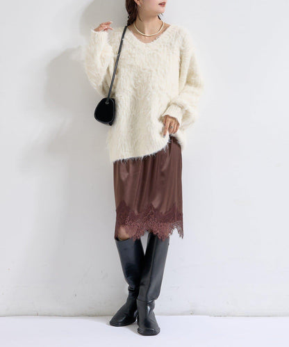 下襬蕾絲多功能半身裙