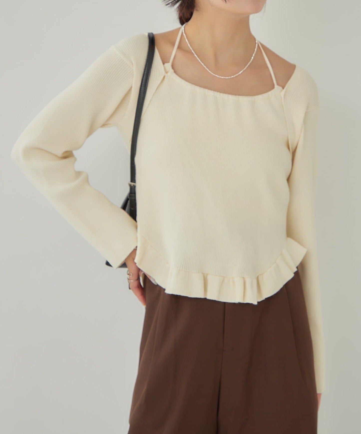 荷葉邊層疊針織衫