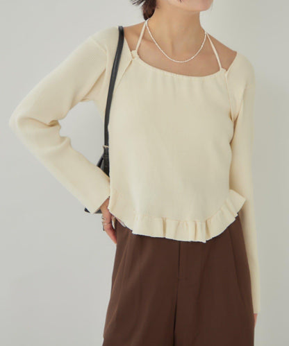 荷葉邊層疊針織衫