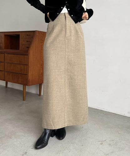 【HAPPY BAG対象】桃皮絨直筒裙