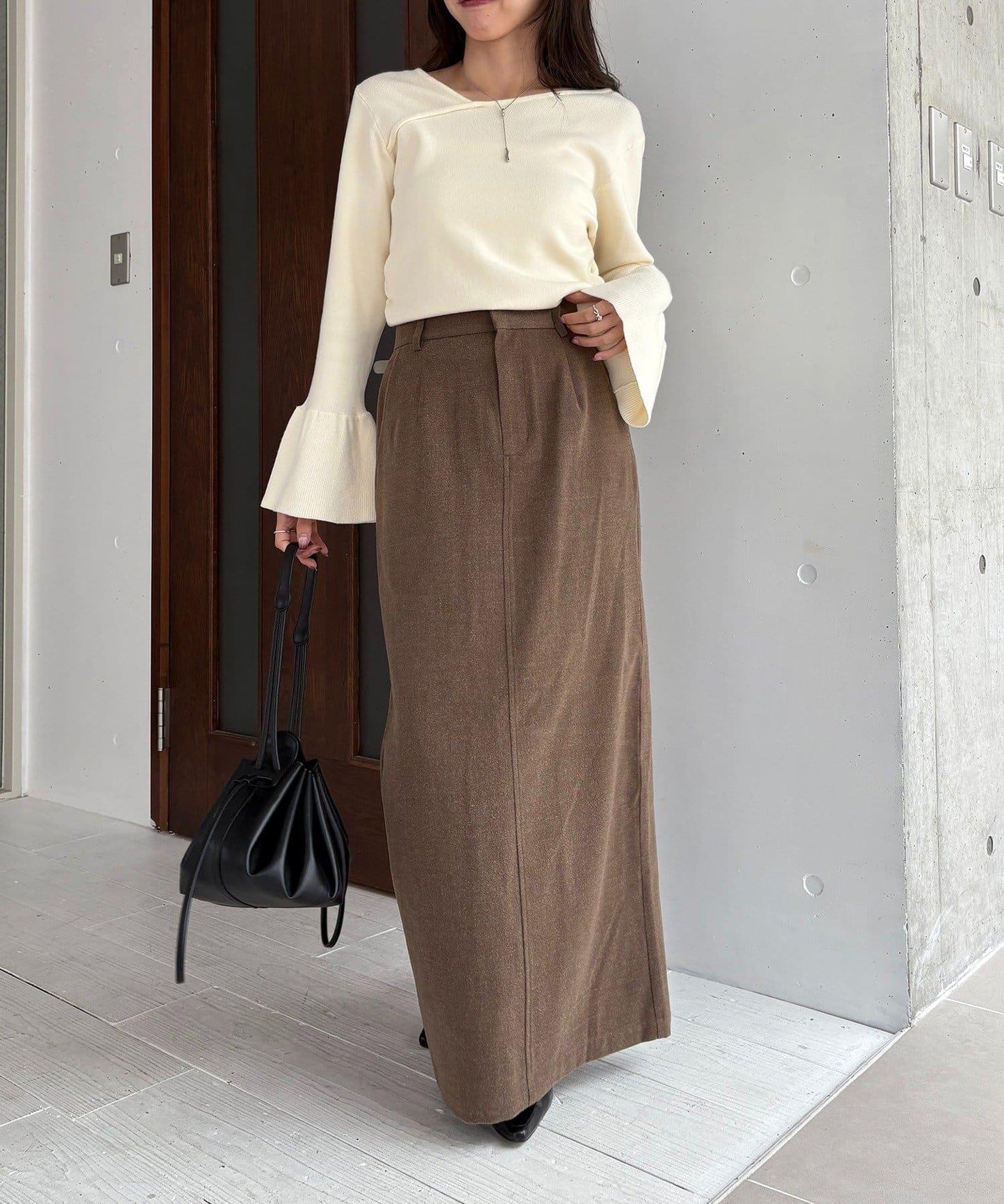 CAPRICIEUX LE'MAGE 喇叭袖 不對稱領 針織上衣