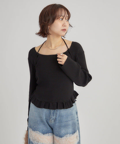 荷葉邊層疊針織衫