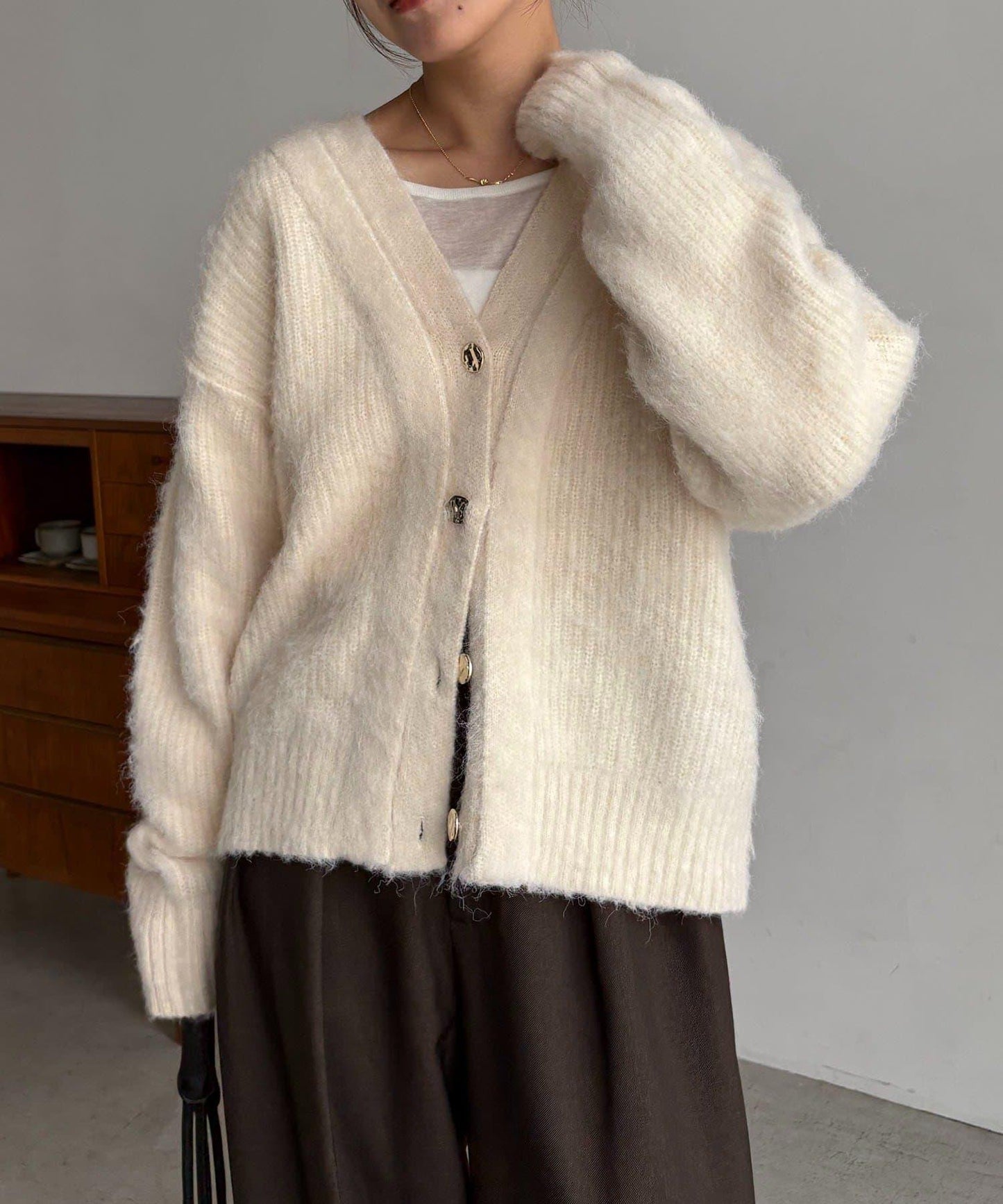 【HAPPY BAG対象】微妙色調紐扣疊穿風開衫