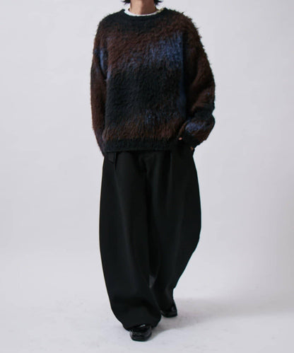 配腰帶雙層布氣球弧形休閒褲