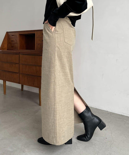 【HAPPY BAG対象】桃皮絨直筒裙