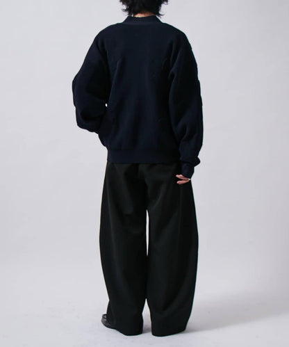 配腰帶雙層布氣球弧形休閒褲