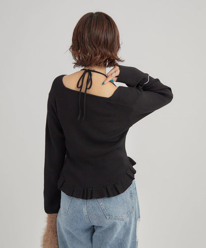 荷葉邊層疊針織衫