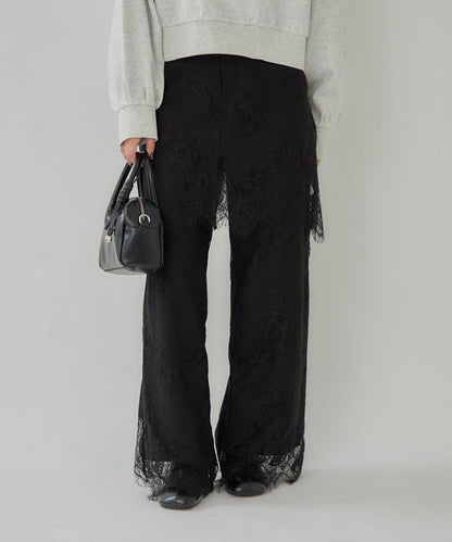 鏤空花邊疊層褲