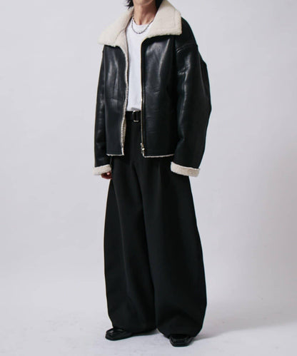 配腰帶雙層布氣球弧形休閒褲