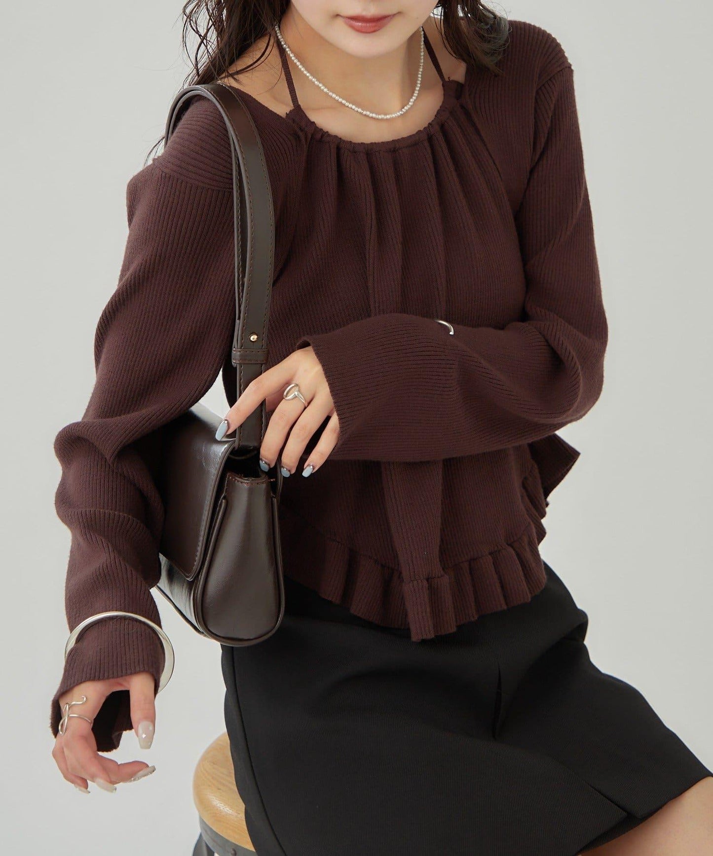 荷葉邊層疊針織衫