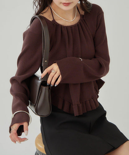 荷葉邊層疊針織衫