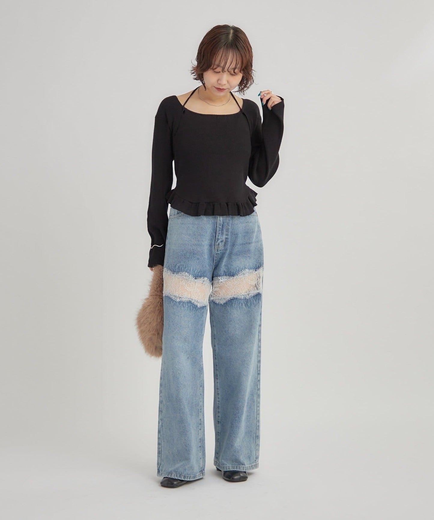 荷葉邊層疊針織衫