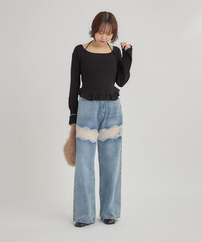 荷葉邊層疊針織衫