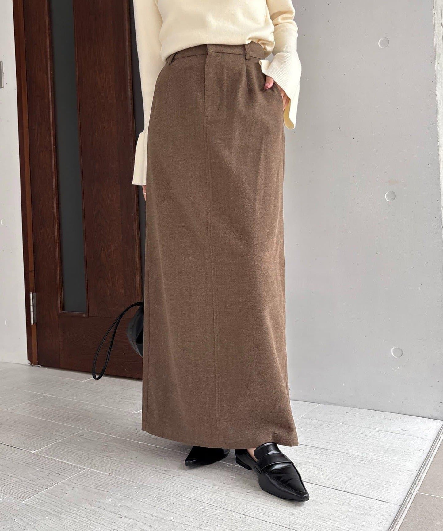 【HAPPY BAG対象】桃皮絨直筒裙