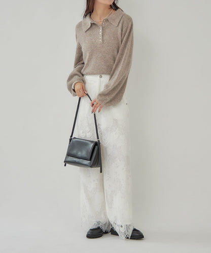 鏤空花邊疊層褲