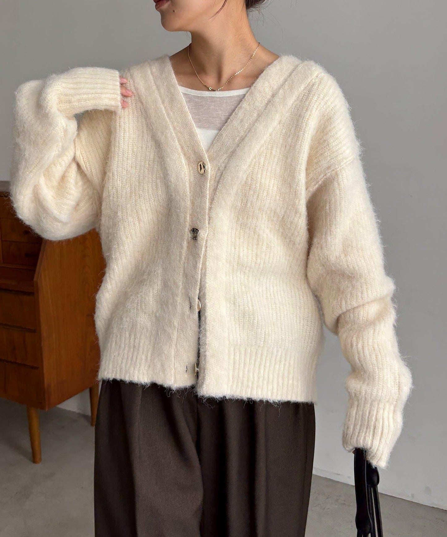 【HAPPY BAG対象】微妙色調紐扣疊穿風開衫