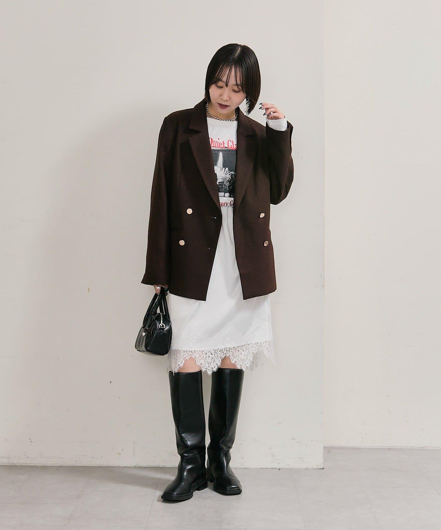 下襬蕾絲多功能半身裙