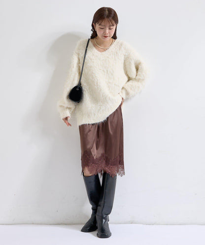 下襬蕾絲多功能半身裙