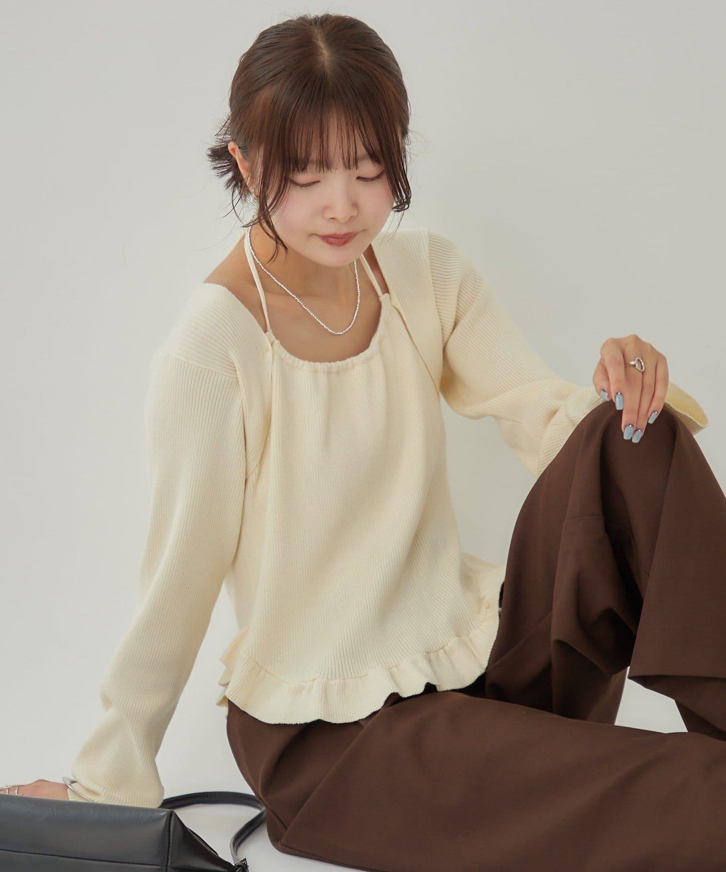 荷葉邊層疊針織衫