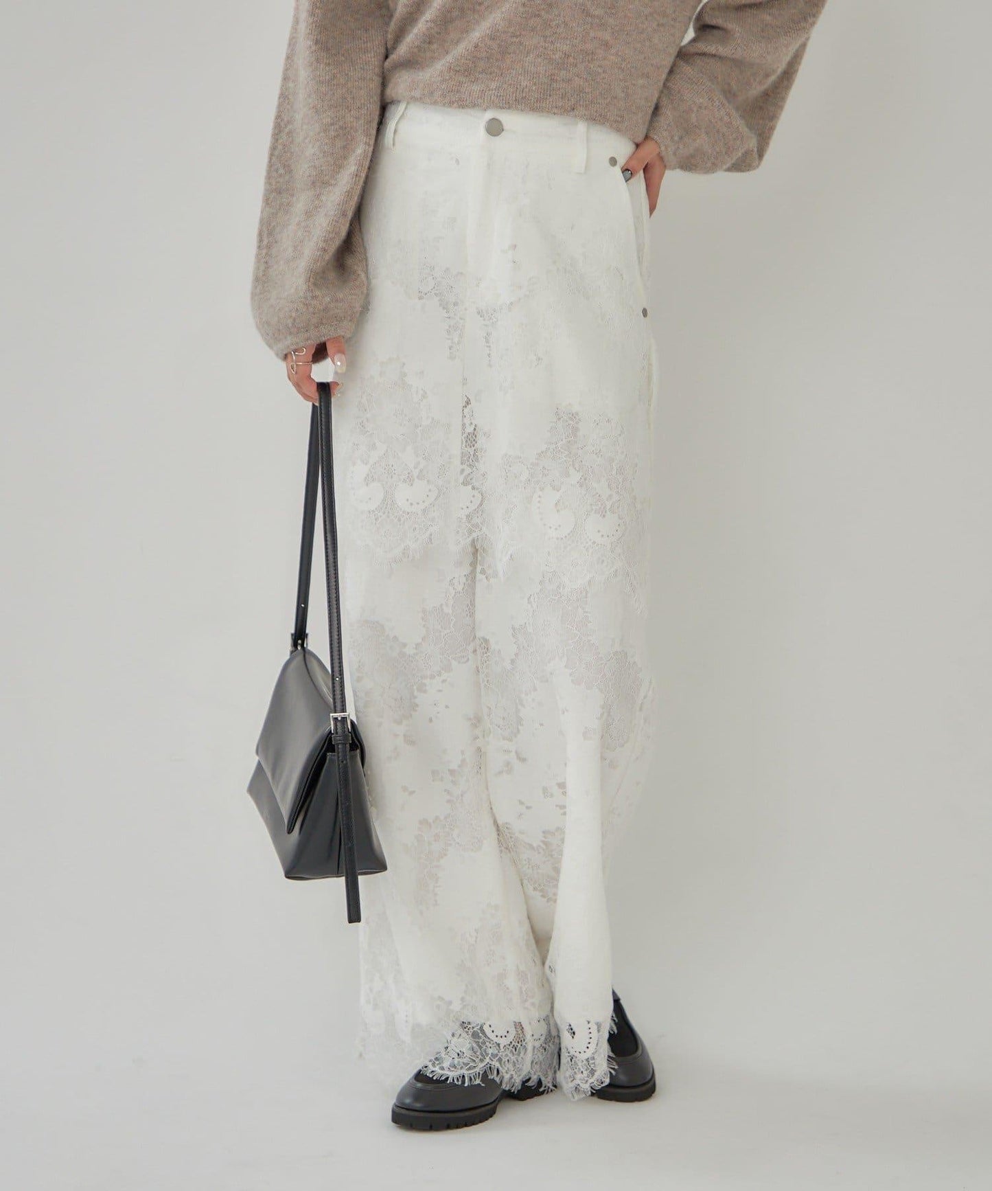 鏤空花邊疊層褲