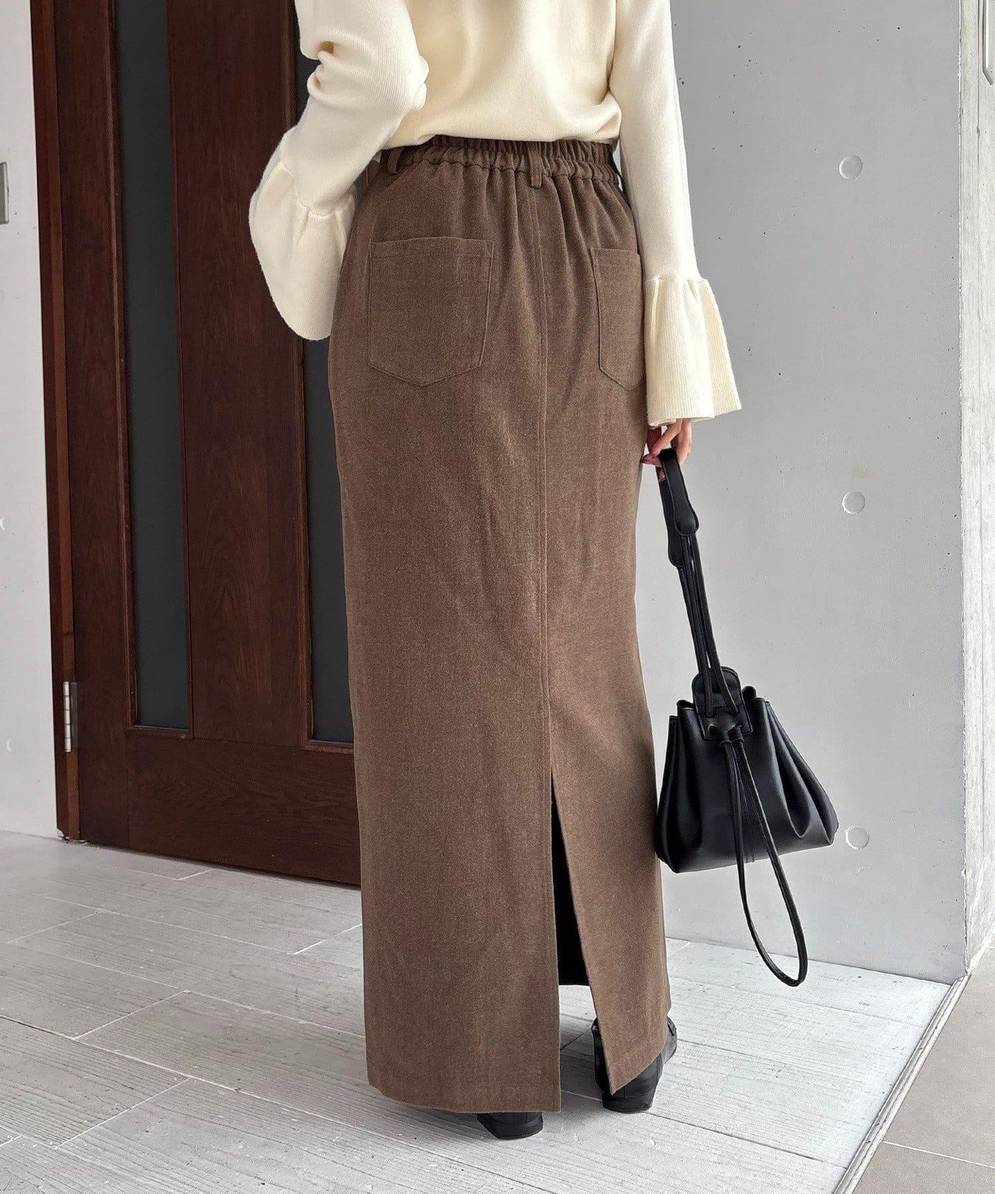 【HAPPY BAG対象】桃皮絨直筒裙