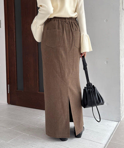 【HAPPY BAG対象】桃皮絨直筒裙