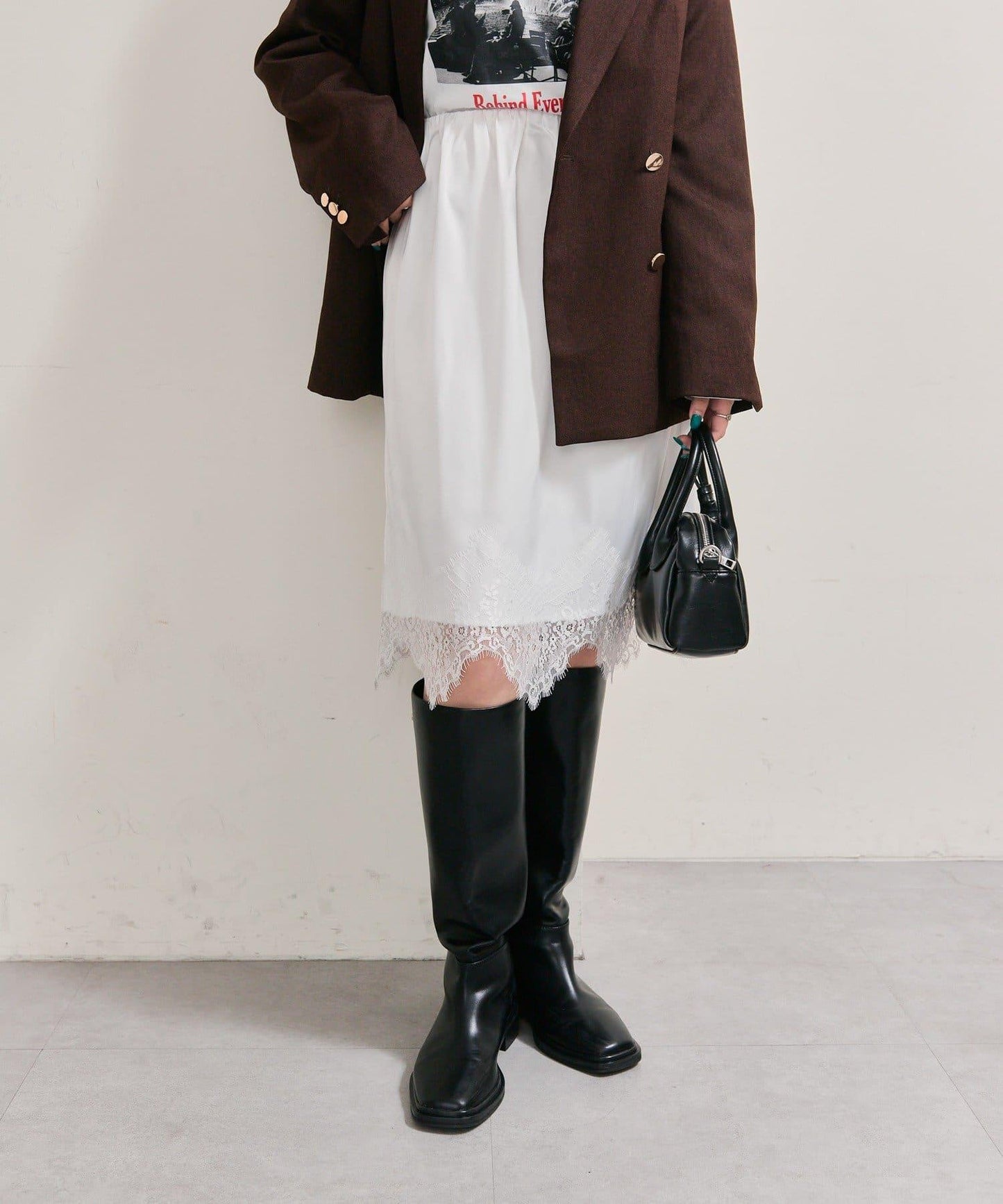 下襬蕾絲多功能半身裙