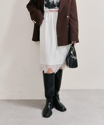 下襬蕾絲多功能半身裙