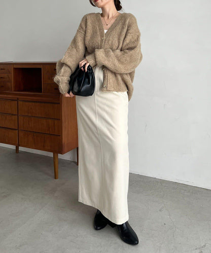 【HAPPY BAG対象】桃皮絨直筒裙