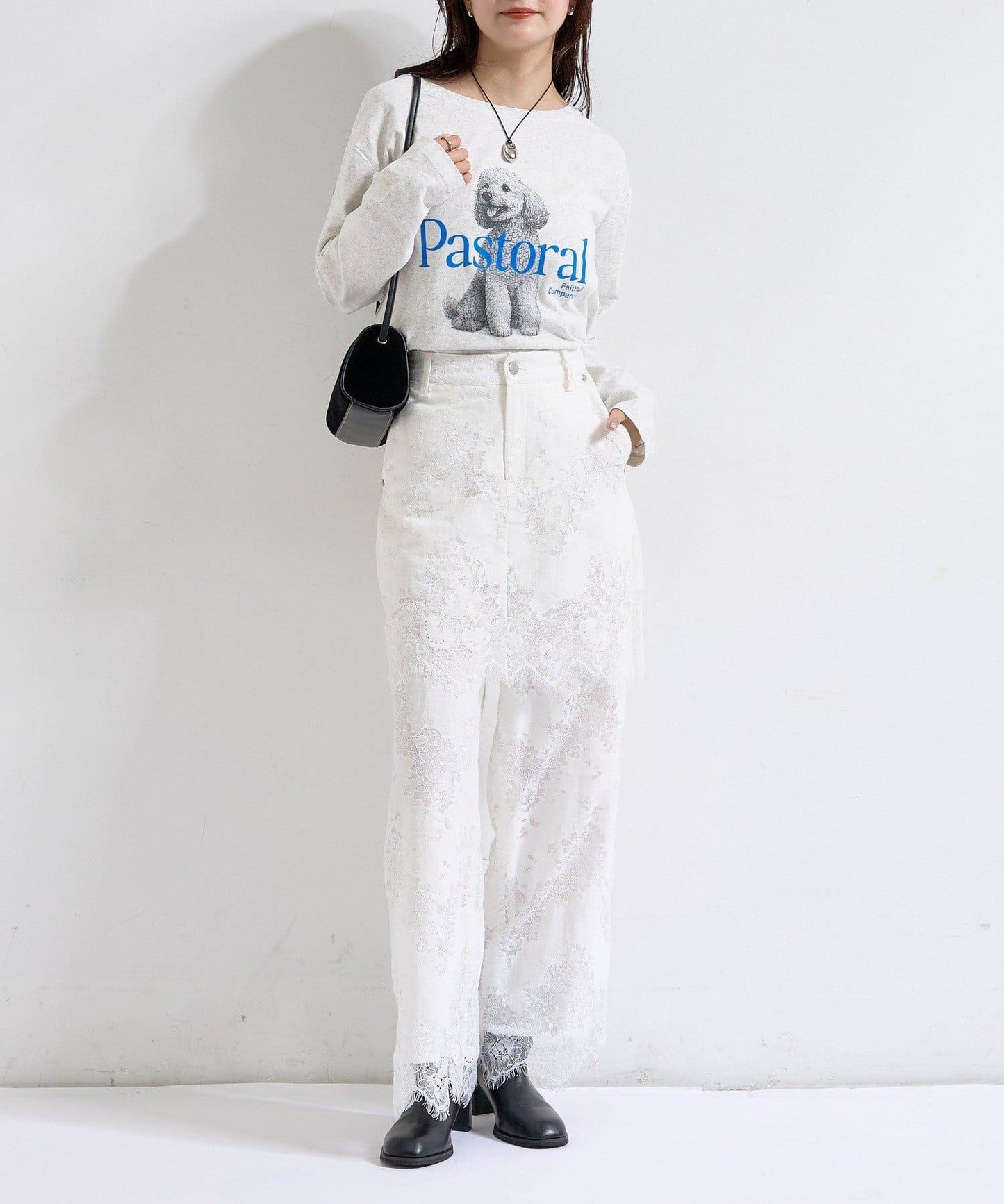 鏤空花邊疊層褲