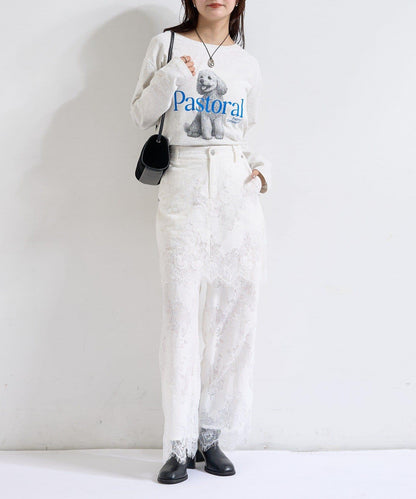 鏤空花邊疊層褲