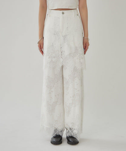 鏤空花邊疊層褲