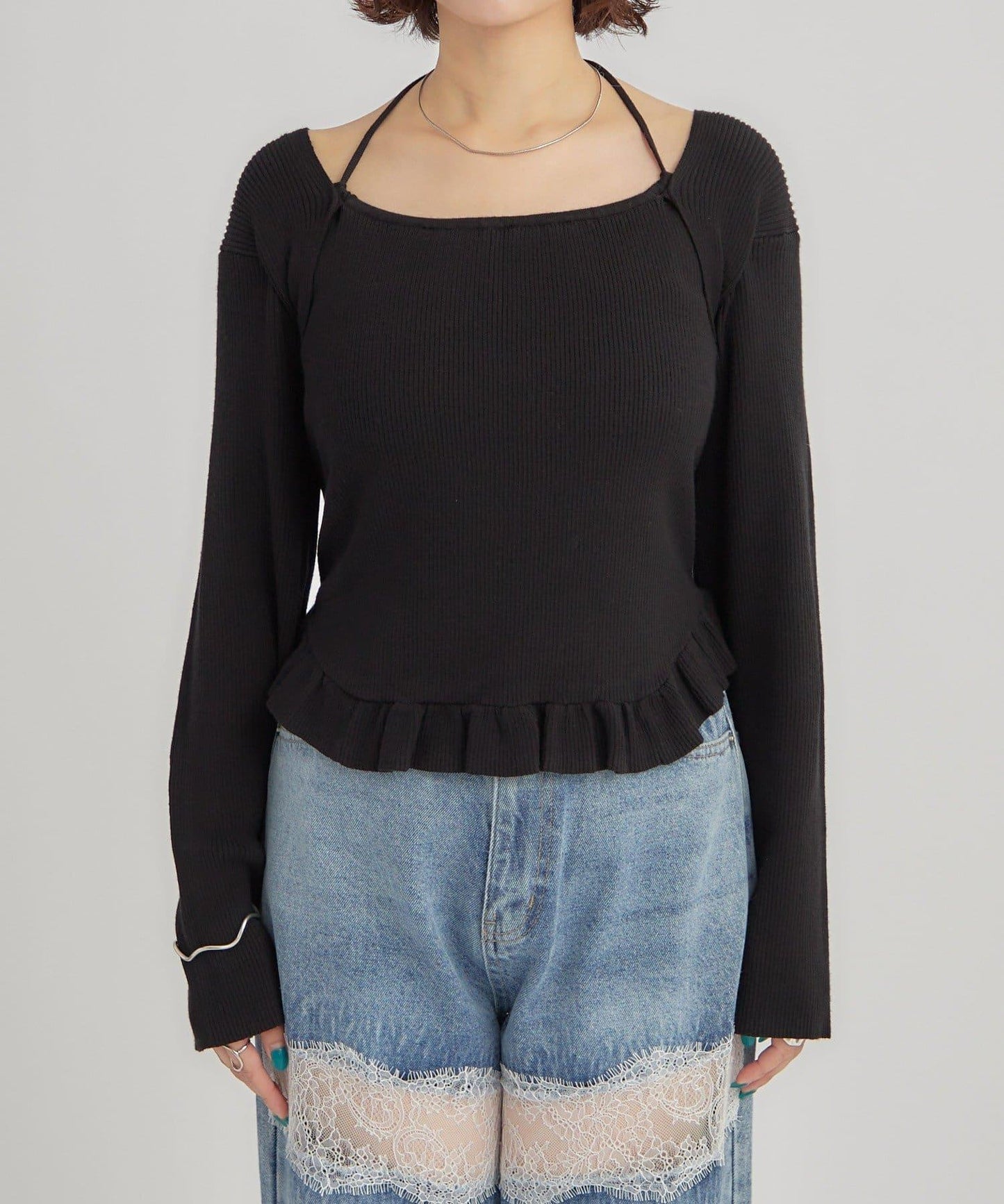 荷葉邊層疊針織衫