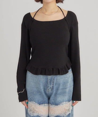 荷葉邊層疊針織衫