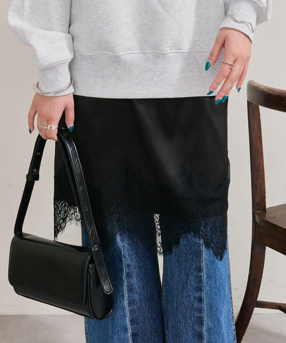 下襬蕾絲多功能半身裙