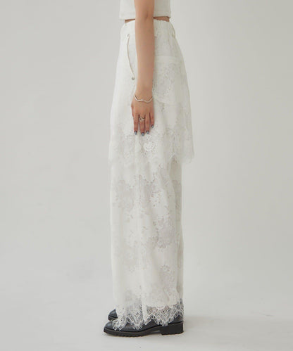 鏤空花邊疊層褲