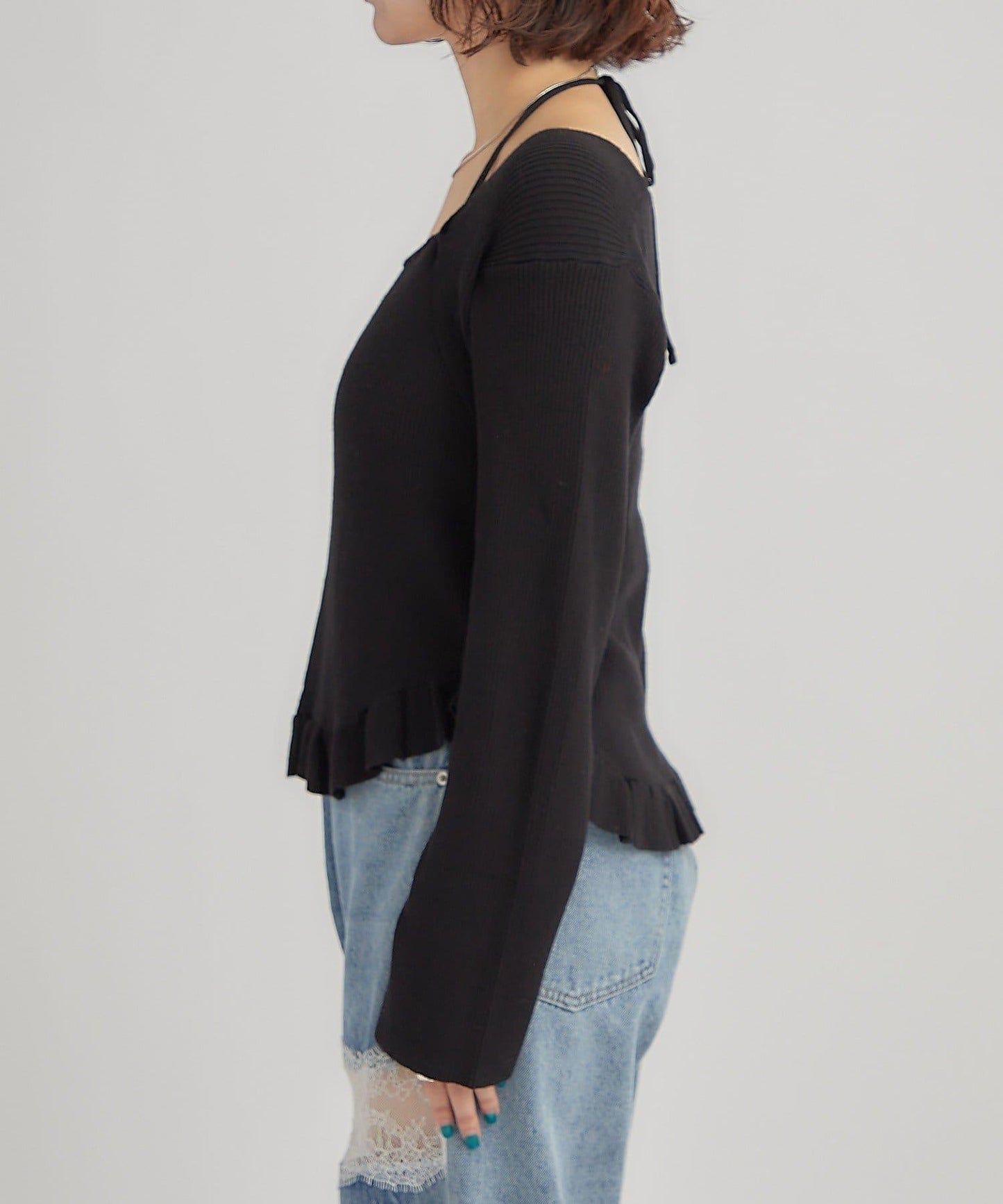 荷葉邊層疊針織衫