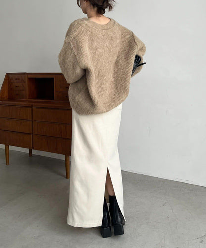 【HAPPY BAG対象】桃皮絨直筒裙