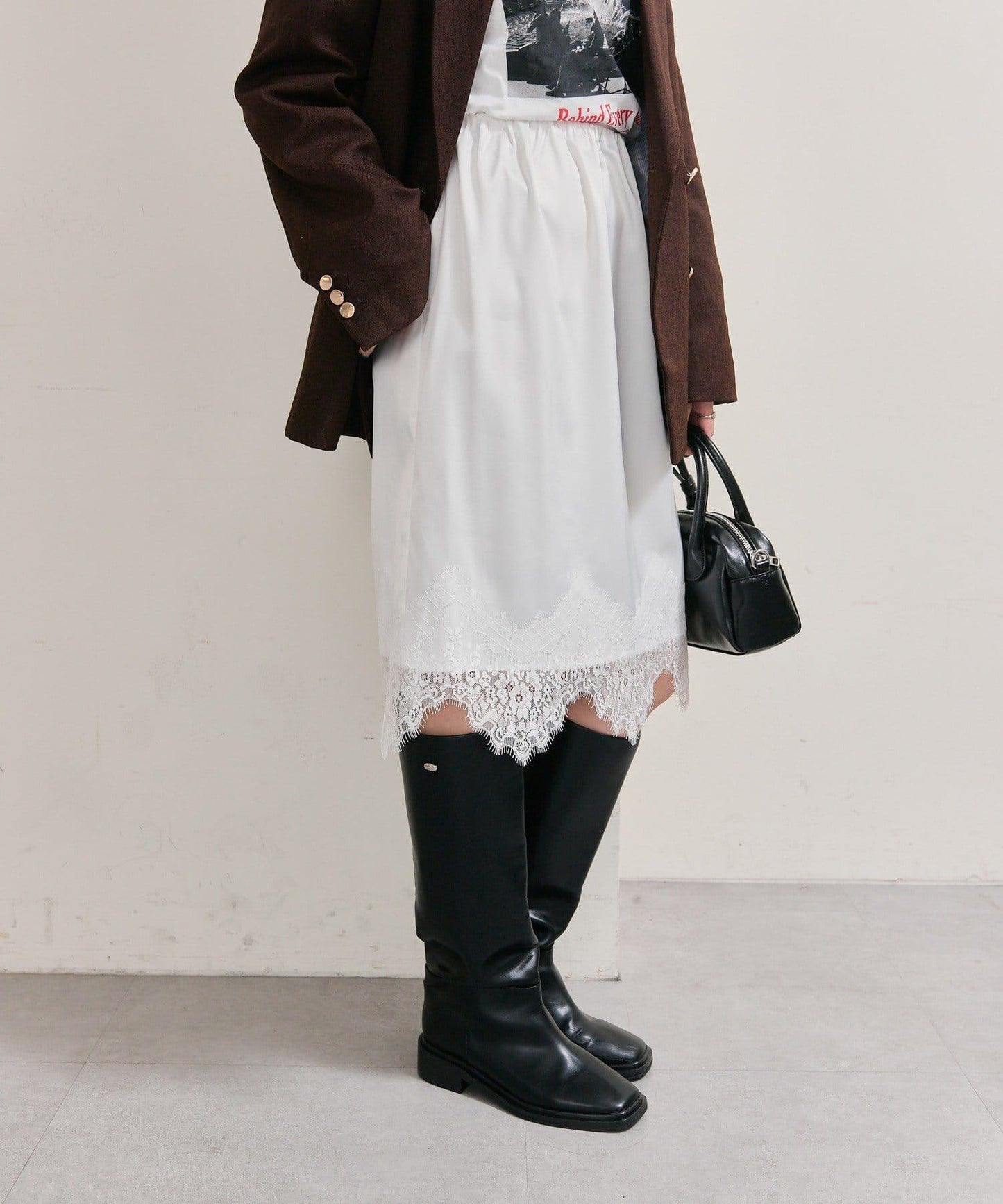 下襬蕾絲多功能半身裙