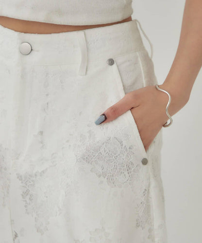 鏤空花邊疊層褲