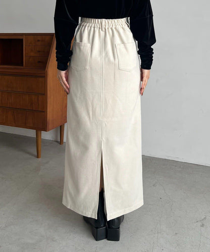 【HAPPY BAG対象】桃皮絨直筒裙