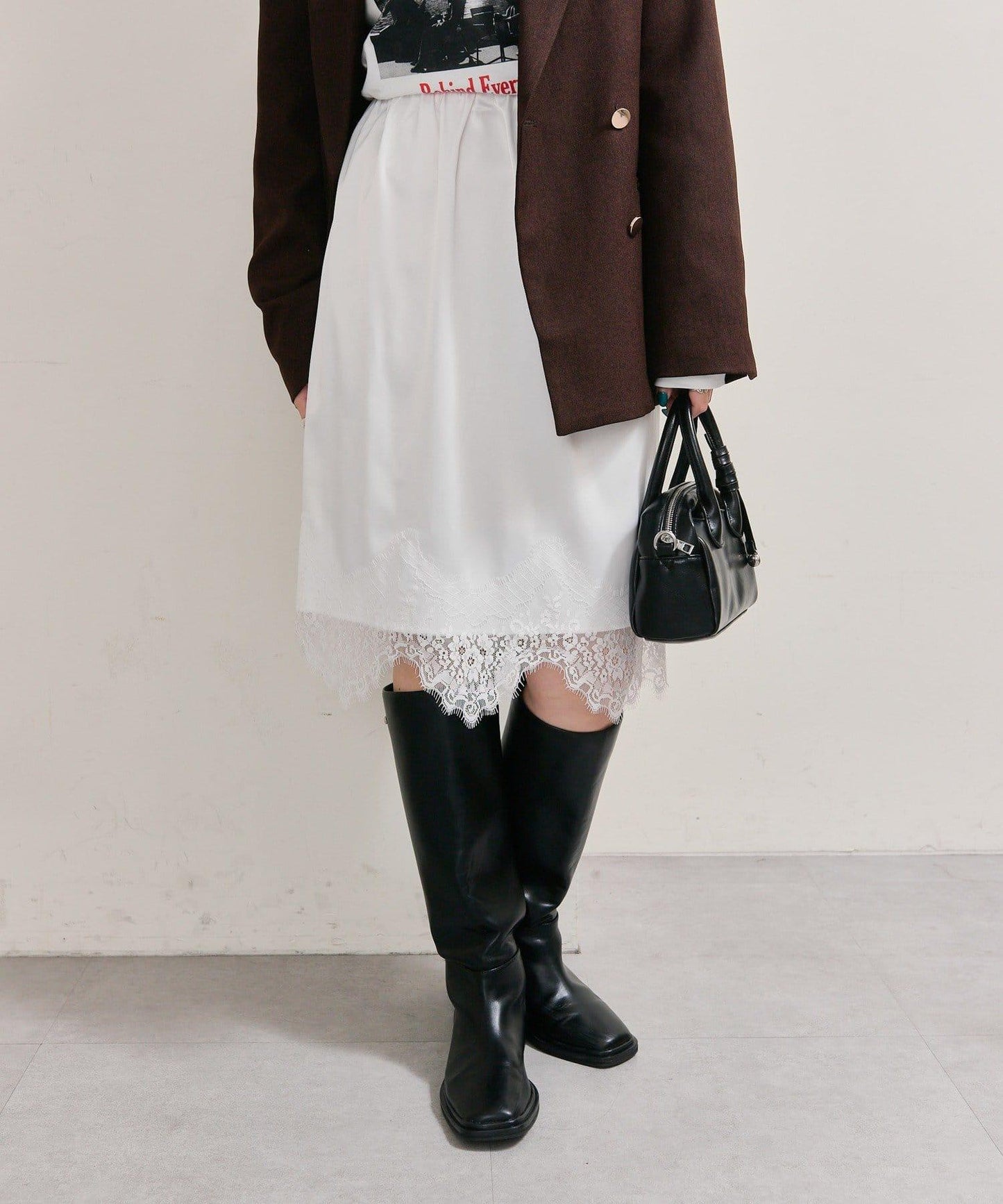 下襬蕾絲多功能半身裙