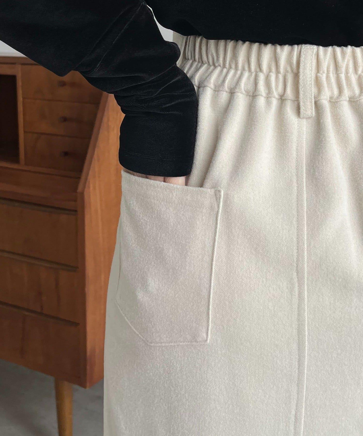 【HAPPY BAG対象】桃皮絨直筒裙