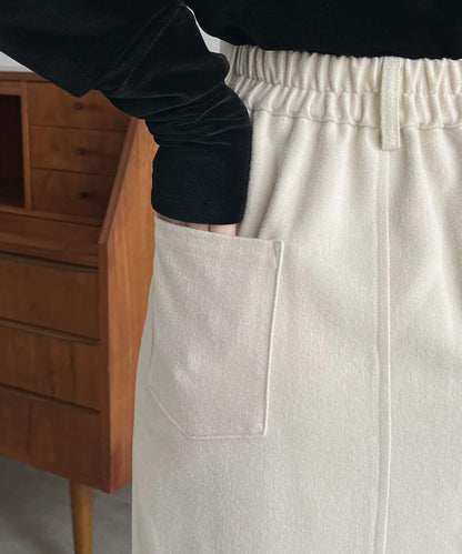 【HAPPY BAG対象】桃皮絨直筒裙